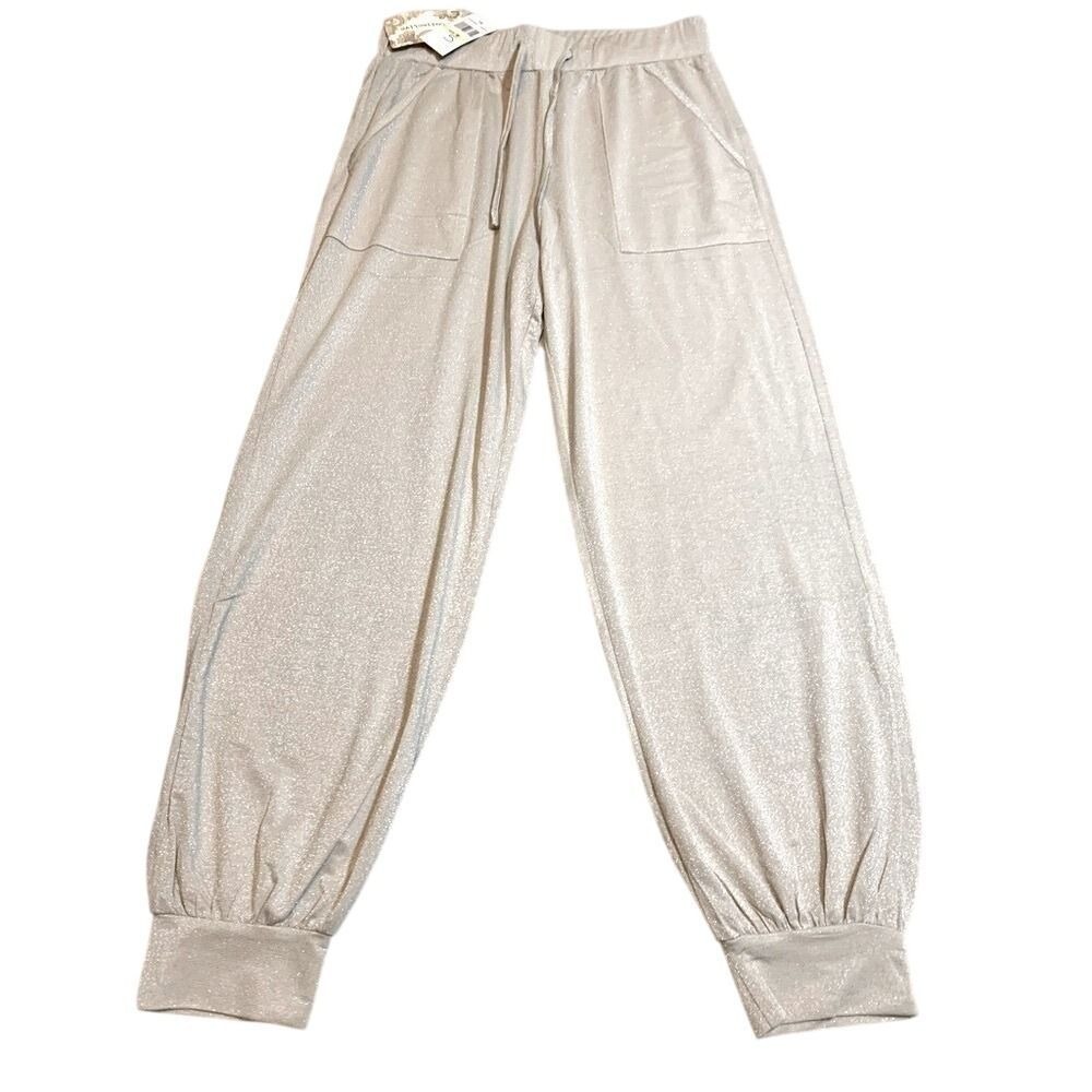 B.O.G Collective Band of Gypsies Champagne Shimmer‎ Joggers Women Medium NWT